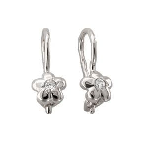 Серебряные cерьги классические с фианитом