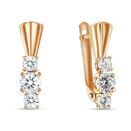 Золотые cерьги с фианитом