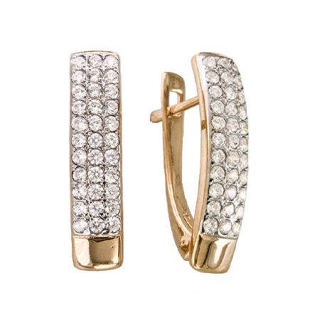 Золотые cерьги с фианитом