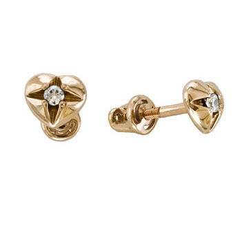 Золотые cерьги пусеты (гвоздики) с бриллиантом