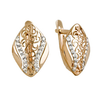 Золотые cерьги классические с фианитом