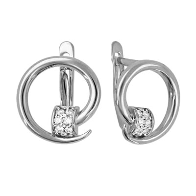 Серебряные cерьги классические с фианитом