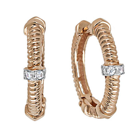 Золотые cерьги классические с фианитом