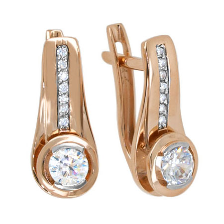 Золотые cерьги с фианитом