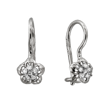 Серебряные cерьги классические с фианитом