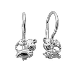 Серебряные cерьги классические с фианитом