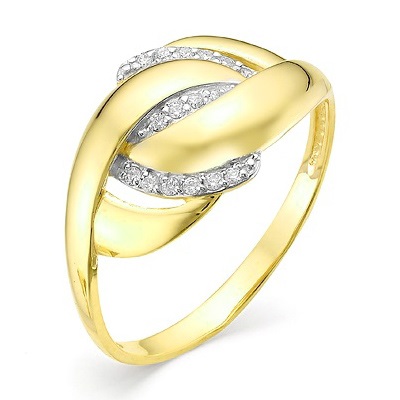 Кольцо из желтого золота с фианитом