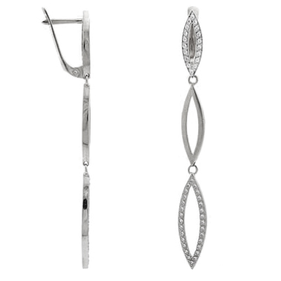 Серебряные cерьги висячие с фианитом