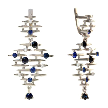 Серебряные cерьги висячие с фианитом