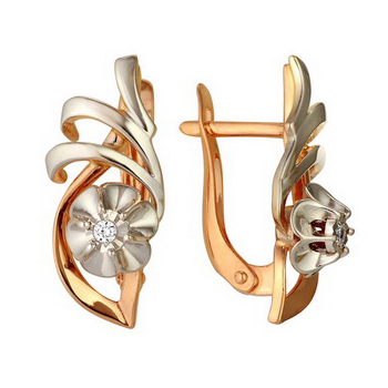 Золотые cерьги классические с бриллиантом