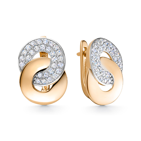 Золотые cерьги классические с фианитом