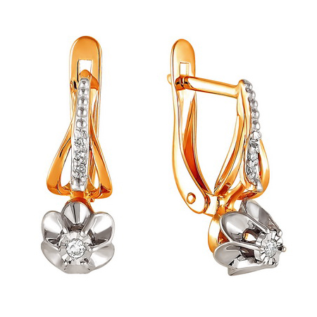 Золотые cерьги с бриллиантом