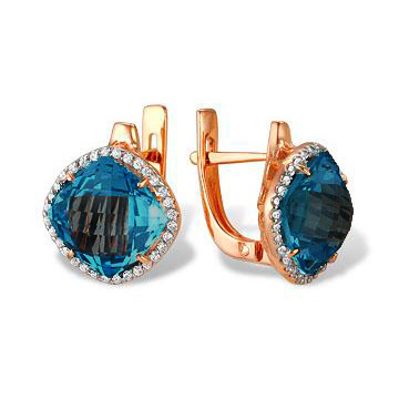 Золотые cерьги с лондон топазом