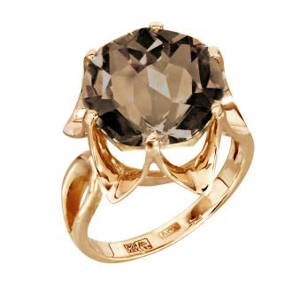 Золотое кольцо с раух-топазом