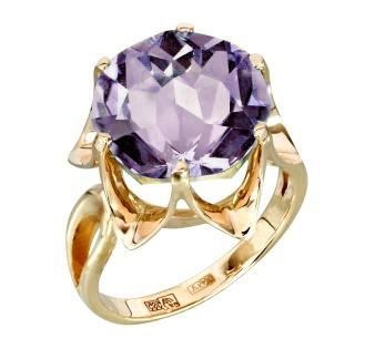 Кольцо из желтого золота с аметистом