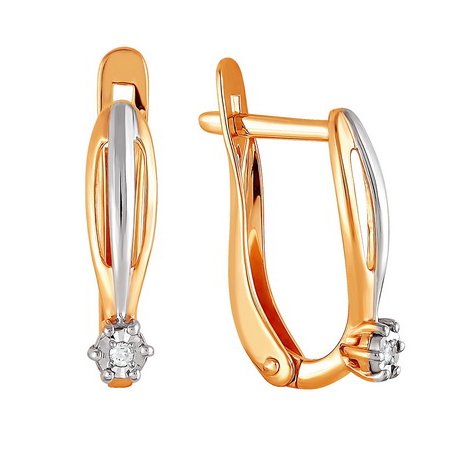 Золотые cерьги с бриллиантом