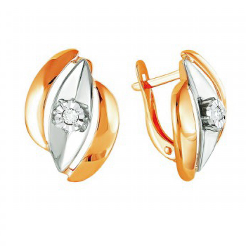 Золотые cерьги классические с бриллиантом