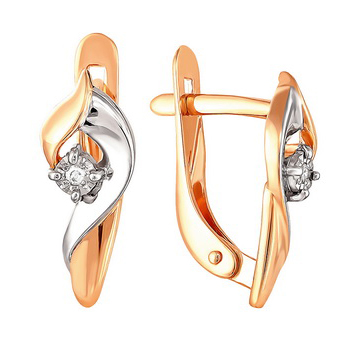 Золотые cерьги классические с бриллиантом