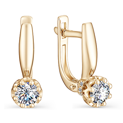 Золотые cерьги с бриллиантом