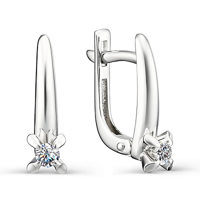 Серьги из белого золота с бриллиантом