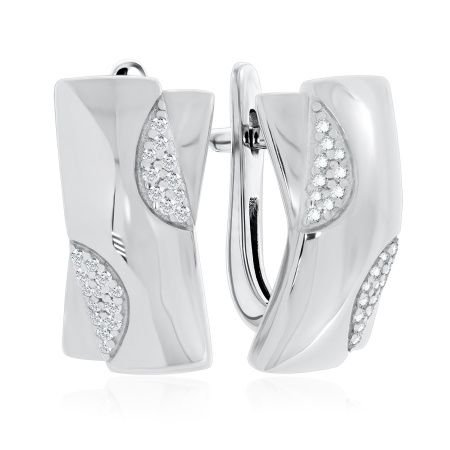 Серебряные cерьги классические с фианитом