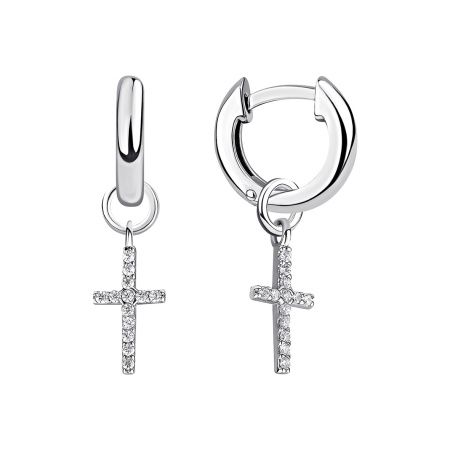 Серебряные cерьги висячие с фианитом