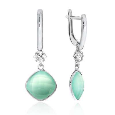 Серебряные cерьги висячие с агатом