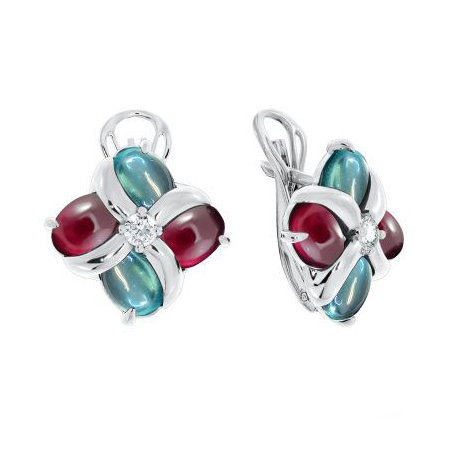 Серебряные cерьги классические с полудрагоценными камнями