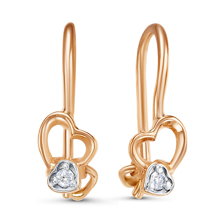 Золотые cерьги классические с фианитом