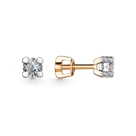 Золотые cерьги пусеты (гвоздики) с бриллиантом