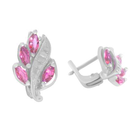 Серебряные cерьги классические с корундом