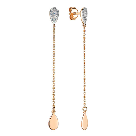 Золотые cерьги пусеты (гвоздики) с бриллиантом