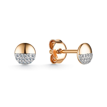 Золотые cерьги пусеты (гвоздики) с бриллиантом