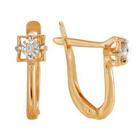 Золотые cерьги с бриллиантом