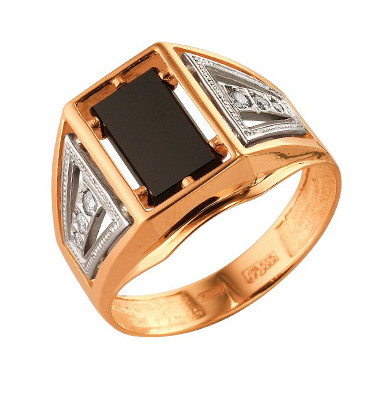 Печатка из золота с ониксом