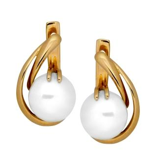 Золотые cерьги классические с жемчугом