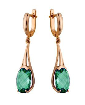 Золотые cерьги висячие с аквамарином