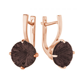 Золотые cерьги с раух-топазом