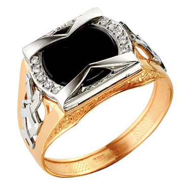 Печатка из золота с ониксом