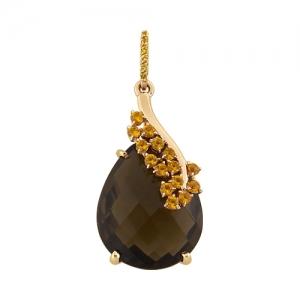 Золотая подвеска с раух-топазом