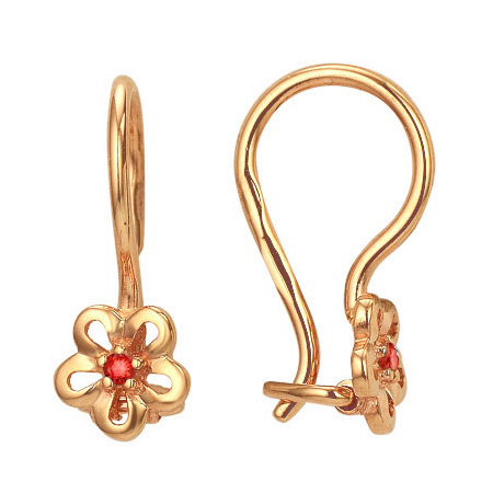 Золотые cерьги классические с фианитом