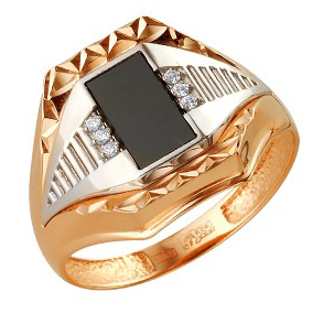 Печатка из золота с ониксом