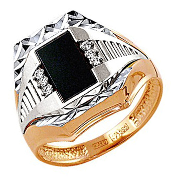 Печатка из золота с ониксом