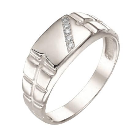 Печатка из серебра с фианитом