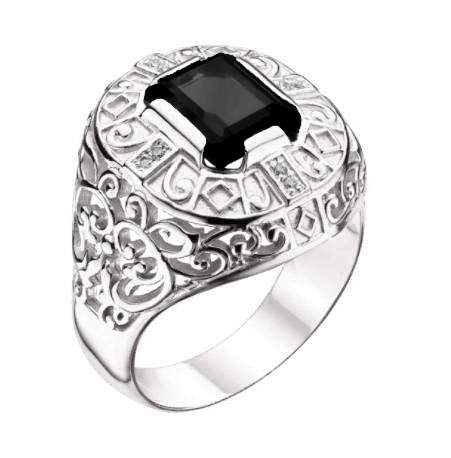 Печатка из серебра с фианитом