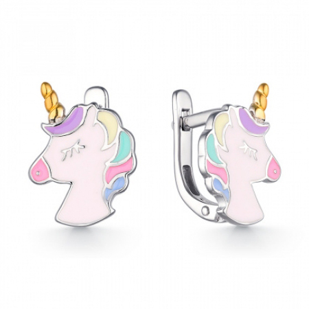 Серебряные cерьги классические с эмалью