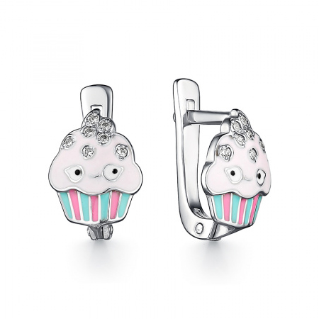 Серебряные cерьги классические с эмалью