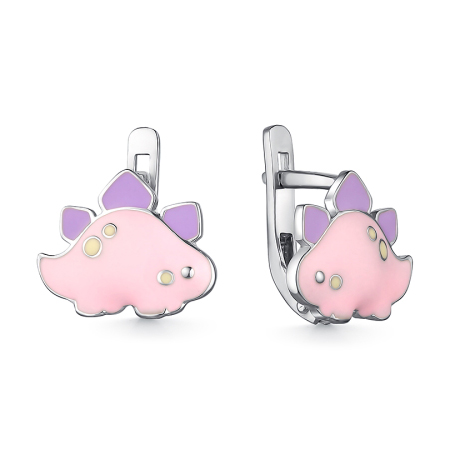 Серебряные cерьги классические с эмалью