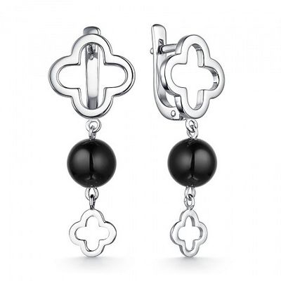 Серебряные cерьги висячие с агатом