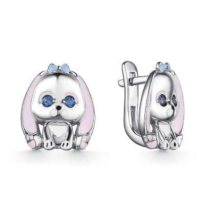 Серебряные cерьги классические с эмалью